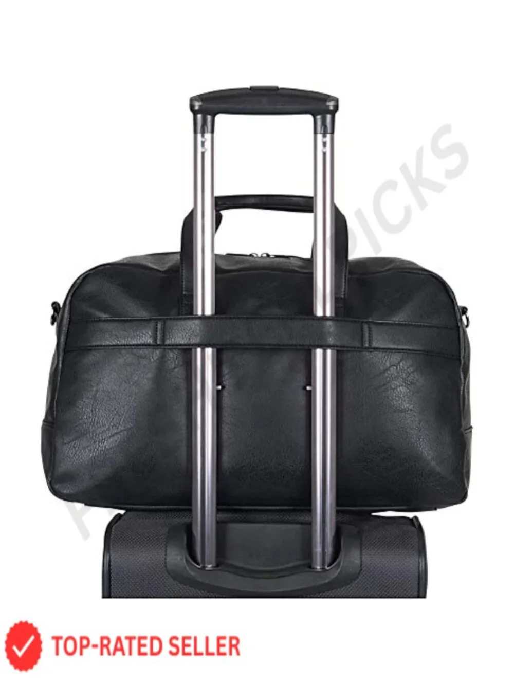 Vegan Leather Duffel Bag with Trolley Sleeve, 55L Travel Carry-On